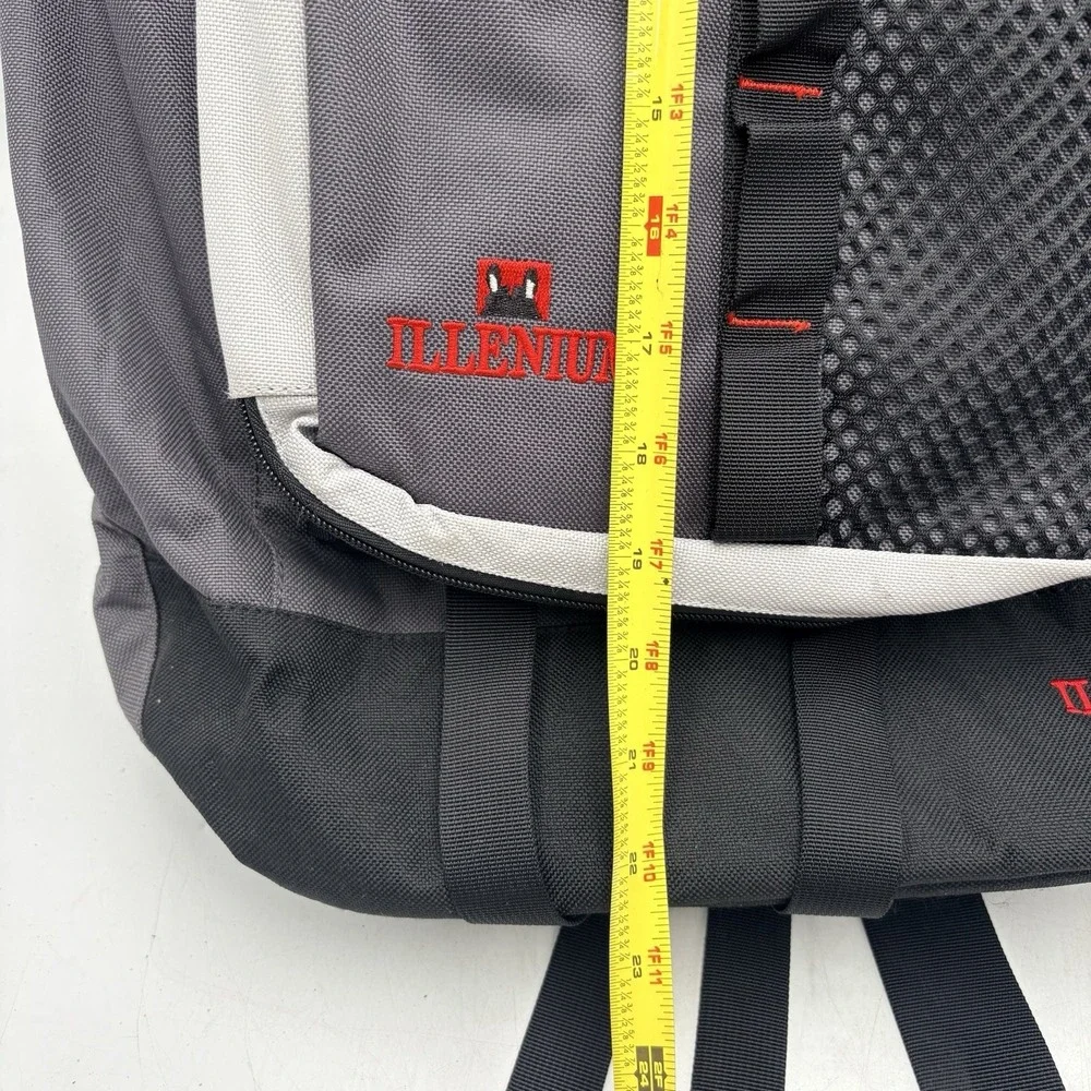 Illenium Hiking Backpack Gray Black Red Travel Camping Laptop Daypack